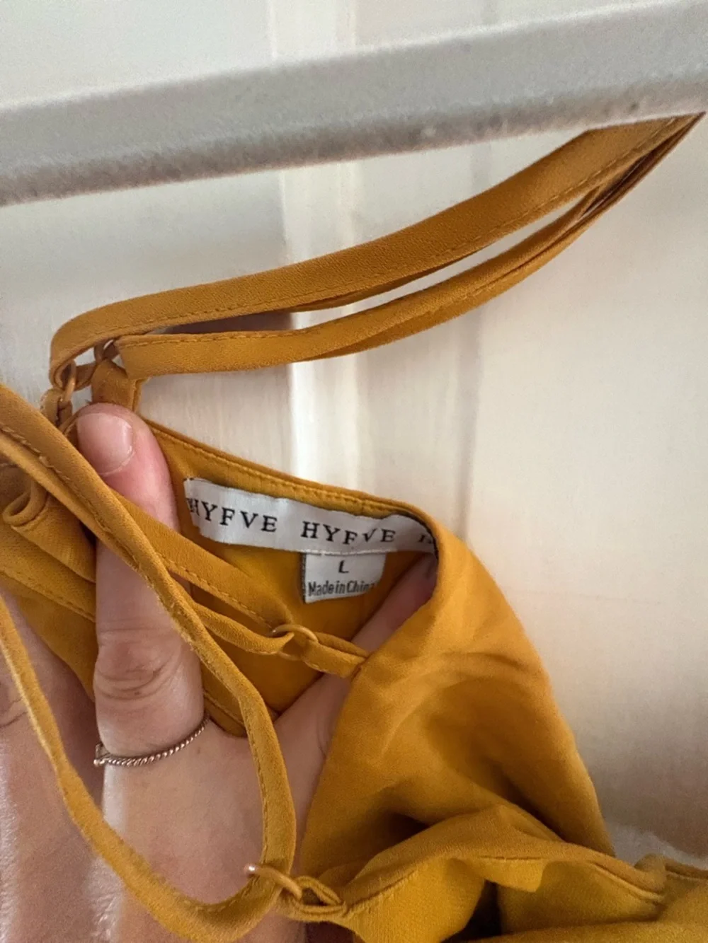 HYFVE Mustard Yellow Ruffle High-Low Wrap Dress - Picture 2 of 6